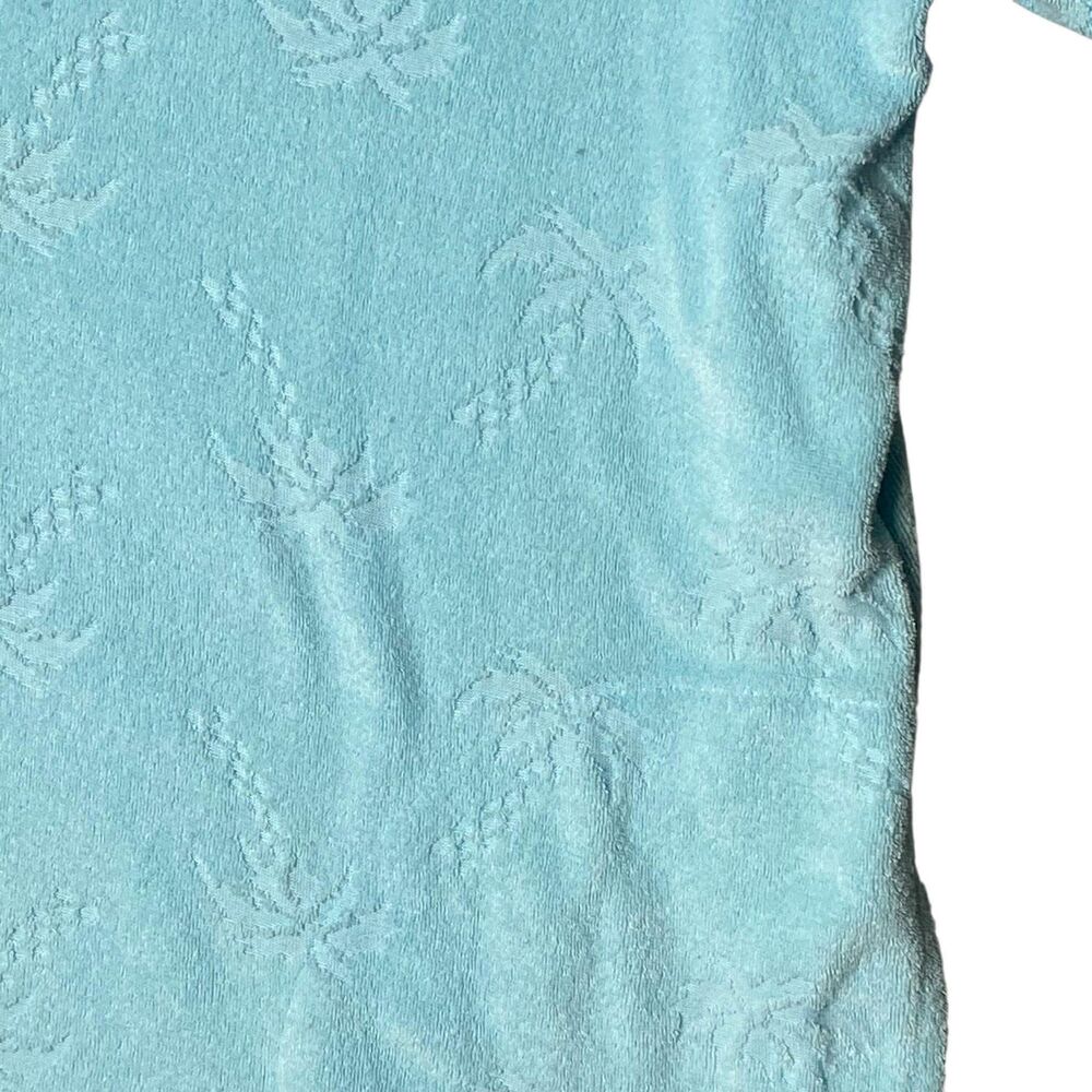 Sun Casuals Vintage Terry MuuMuu / Coverup Zip Up Turquoise Size XL Palm Tree - Picture 4 of 5